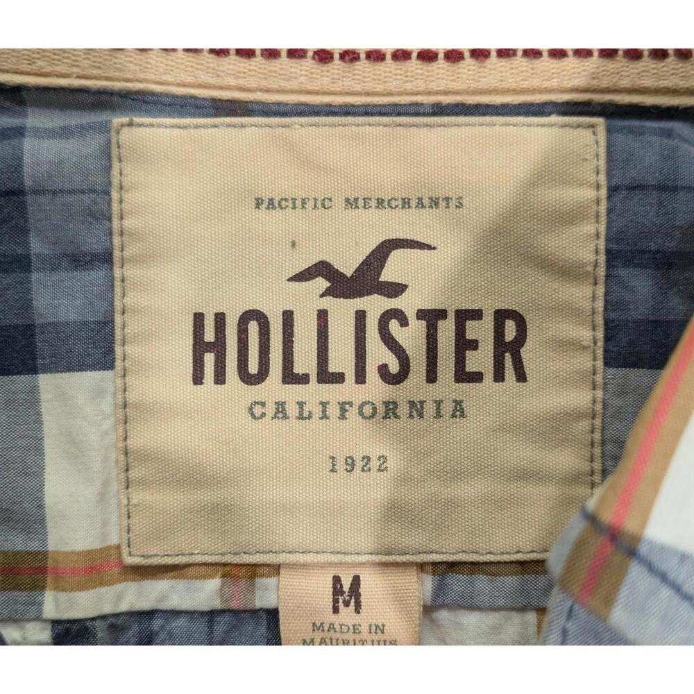 Vintage Mens Hollister Button Down Casual Surfer Beach CA Flannel Short Size M - Picture 3 of 4